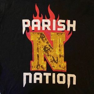 Parish Nation Hooded Tshirt. Flames 🔥 & Gold embellishments.